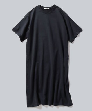 WHITE MAILS HIGH GAUGE URAKE HAIF SLEEVE SIDE SLIT ロングワンピース チャコールグレー