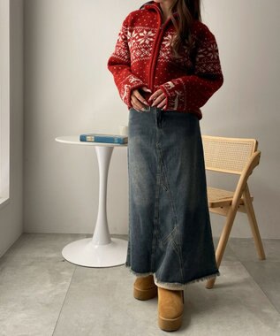 WEGO 雪柄ZIPニット レッド