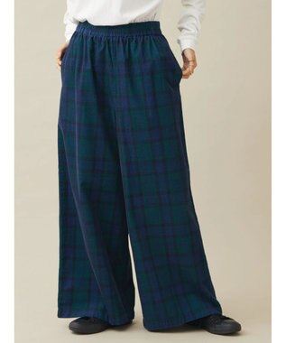 CRAFT STANDARD BOUTIQUE コーデュロイワイドイージーパンツ Check Navy