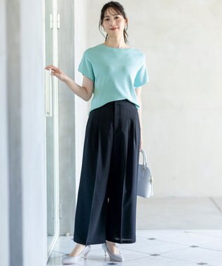 ANY SIS 【接触冷感・UVカット・洗える】ビューティクール フレンチ ニットＴ アクアブルー