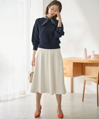 組曲 S 編地切替ドルマンプルオーバー ニット ネイビー系