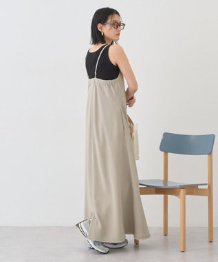 AMERICAN HOLIC リネンライクフリンジキャミワンピース Gray Beige