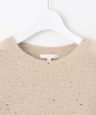 自由区 【アンサンブル対応・洗える】スパンコールプルオーバー ニット ベージュ