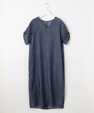 自由区 【洗える・XSサイズあり】テンセルリネンデニム ワンピース ネイビー系