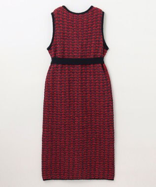 GRACE CONTINENTAL バイカラージャガードニットワンピース レッド