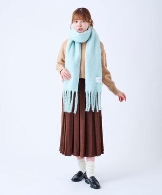 MOONBAT 【美人百花2月号/CanCam/andGIRL掲載】洗える ボリュームマフラー ソフトプレーン 幅40cm ミントグリーン