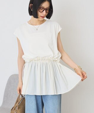 AMERICAN HOLIC 汗染み防止・異素材ペプラムプルオーバー Ivory