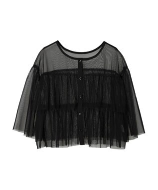 Green Parks ・ＳＵＧＡＲ　ＳＰＯＯＮ　チュールティアードブラウス Black