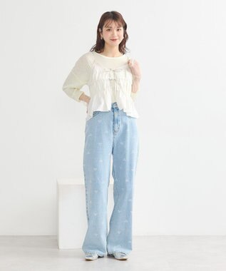 earth music&ecology ジャガードフレアキャミブラウス White