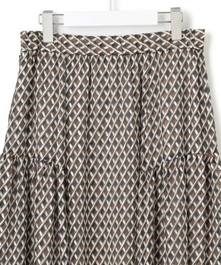 23区 L 【洗える】Ratti コラージュプリント ギャザースカート ブラウンプリント