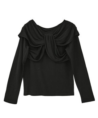 earth music&ecology リボンライクドレーププルオーバー Black
