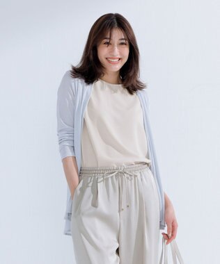 uncrave クールタッチツイル スリットブラウス グレージュ