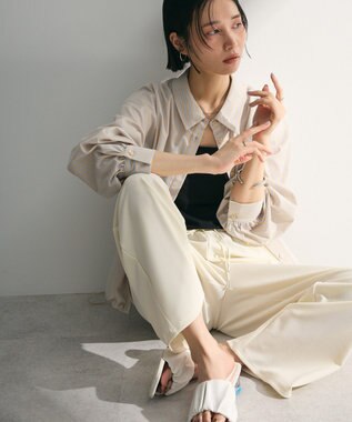 Green Parks イージーケア裾ドロストシャツ Beige