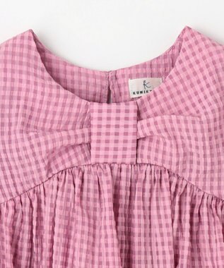 組曲 KIDS 【100㎝】ギンガムサッカー ワンピース ラズベリー