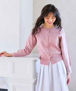 Feroux ロゴ刺繍ニット カーディガン ピンク系