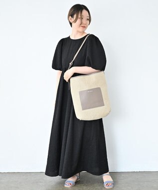 Hekhèr Le Style de Vie 【日本製 / A4サイズ対応 / 3WAY】ジュート×牛革 ショルダーバッグ large グレージュ