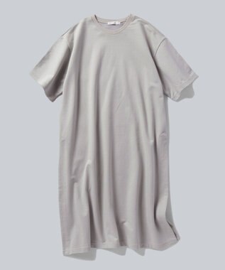 WHITE MAILS HIGH GAUGE URAKE HAIF SLEEVE SIDE SLIT ロングワンピース ライトグレー