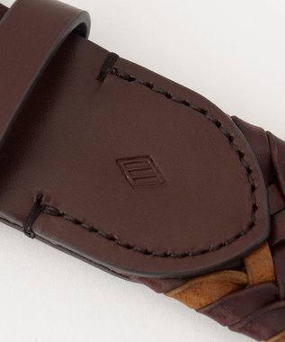 JOSEPH ABBOUD レザーメッシュ　ベルト ダークブラウン系