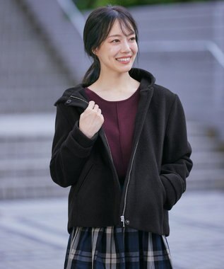 Tiaclasse 【洗える】2WAYパール釦ニットトップス ボルドー