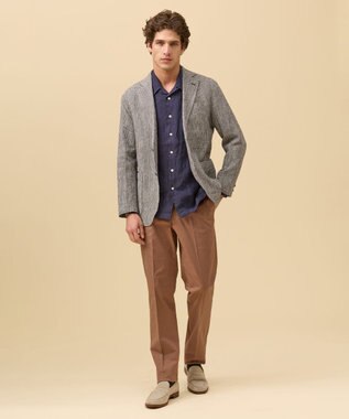 J.PRESS MEN 【LIBECO】リネンオープンカラー シャツ ネイビー系