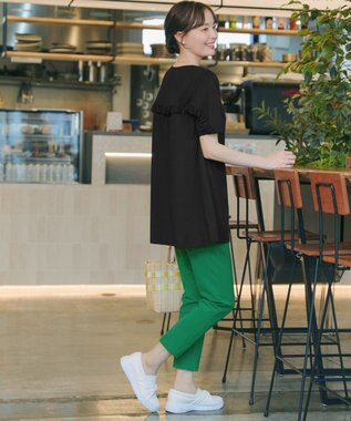 Tiaclasse L 【おのののかさん着用】「サマケア」バックヨークフリルチュニック ブラック