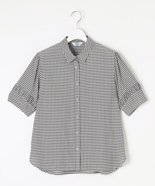 J.PRESS LADIES 【洗える】アセVisギンガム シャツ ブラウス スレート×ベージュ系