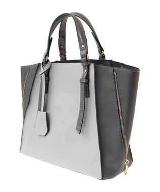 YECCA VECCA 【A4対応】2way配色ZIPデザインバッグ Light Gray