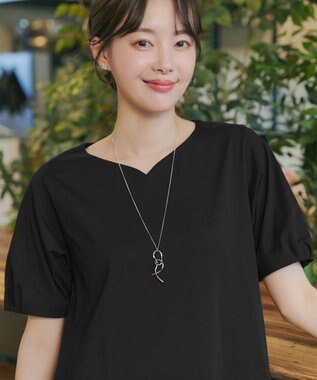 Tiaclasse L 【おのののかさん着用】「サマケア」バックヨークフリルチュニック ブラック