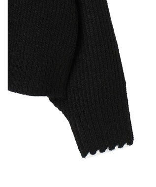 earth music&ecology スカラップニットカーディガン Black