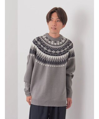 CRAFT STANDARD BOUTIQUE 【男女兼用】求心柄クルーネックニット Gray Mixture