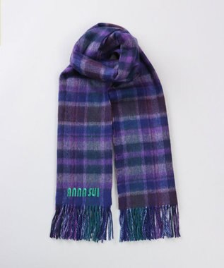 AURORA 【 ANNA SUI（アナ スイ）】ウールチェックストール(WASH) パープル