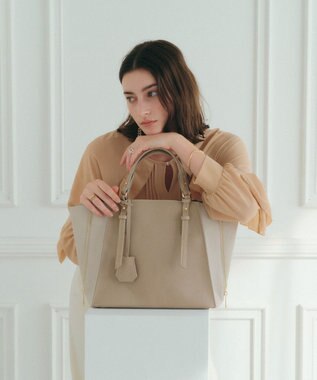 YECCA VECCA 【A4対応】2way配色ZIPデザインバッグ Beige