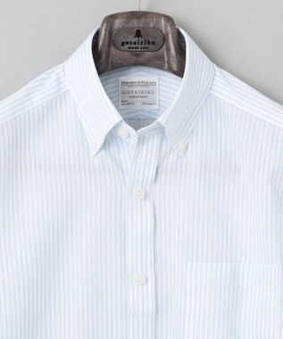 GOTAIRIKU 春夏向け【形態安定】SUMMERPREMIUMPLEATS_スモールボタンダウンカラー 長袖ドレスシャツ_ストライプ(25年春夏モデル) サックスブルー系1