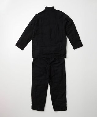 京和晒綿紗 【紗栄子さん愛用パジャマ/UNISEX】京和晒綿紗×御黒染司 京都紋付 ガーゼパジャマ 2重合わせ 【黒】 黒紋付染め