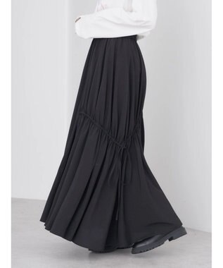 earth music&ecology ドロストギャザーフレアスカート Black