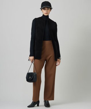 ICB コンフォータブルウールキャップ ブラック×レザー系