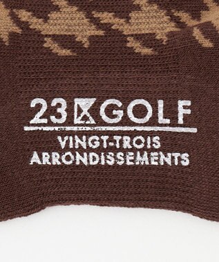 23区GOLF 【WOMEN】チェック柄 レギュラーソックス ダークブラウン系3