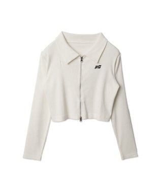 WEGO ヴィンテージウォッシュWZIPトップス ホワイト