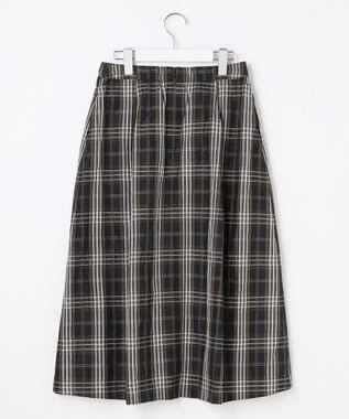 J.PRESS LADIES S ハイマルチタフタ チェック フレアスカート ブラックチェック系