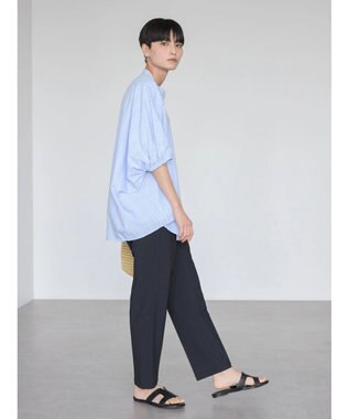 AMERICAN HOLIC 接触冷感＋ＵＶカット　ギャザースリーブブラウス Stripe Sax