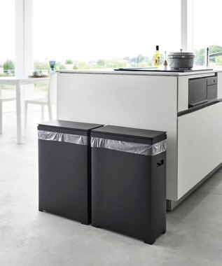 tower スリム蓋付きゴミ箱 タワー 横開きタイプ 2個組 ブラック ブラック