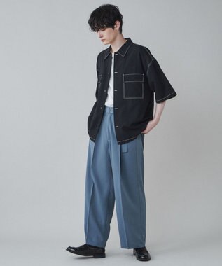 WEGO トロミ　ベルト付きワイドスラックス ブルーその他