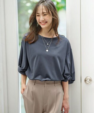 ANY SIS シルケットスムースツイストスリーブ カットソー ダークミント