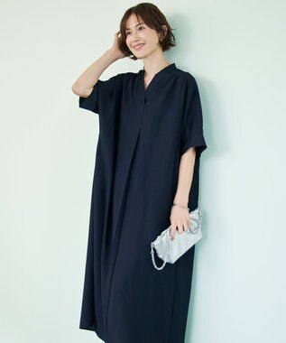 自由区 S 【定番人気・新色追加・1枚でサマになる】リヨセルポプリンシャツ ワンピース ネイビー
