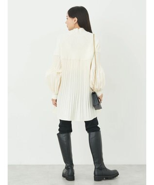 earth music&ecology プリーツフレアニットチュニック Ivory