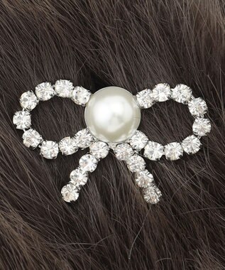 TOCCA 【百田夏菜子さん着用】【ブローチ取り外し可】BIJOUX RIBBON FURTIPPET ティペット ライトグレー系