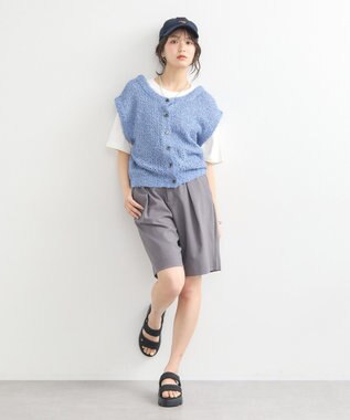 earth music&ecology ファンシーヤーンベスト Blue