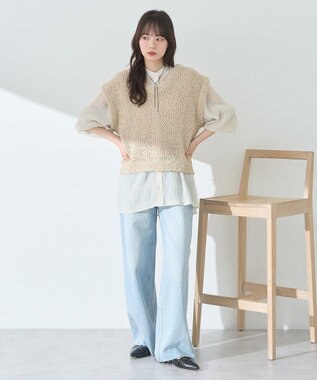 earth music&ecology ファンシーヤーンベスト Beige