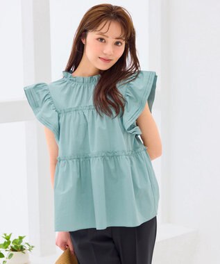 【洗える】ペプラムシルエットフリルブラウス
