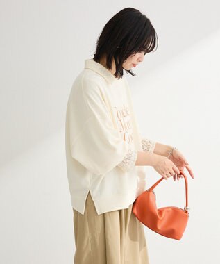 Green Parks オーバーサイズロゴ裏毛プルオーバー Ecru